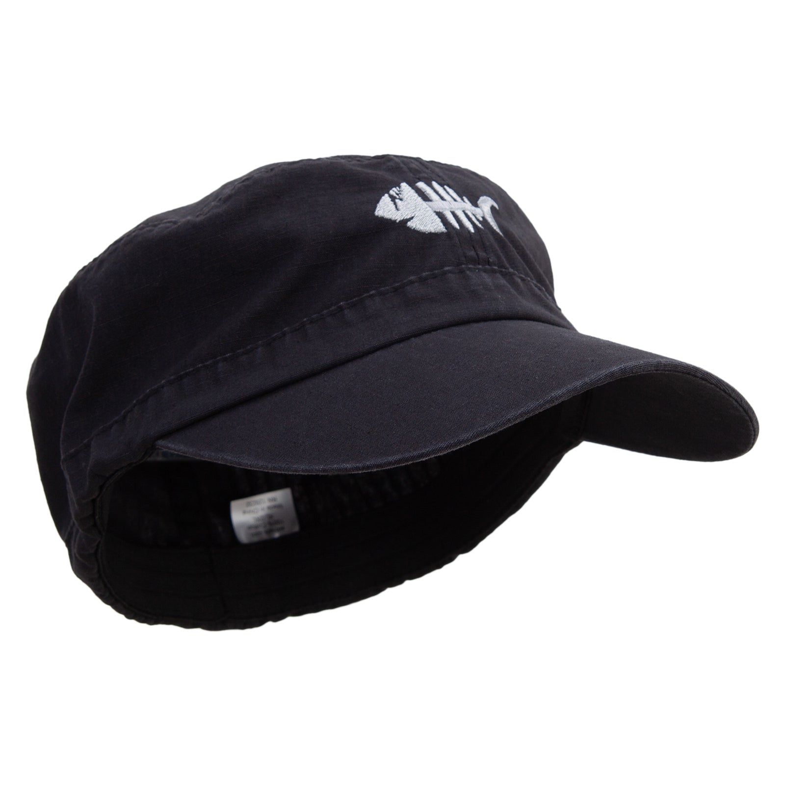 Electrocuted Fish Embroidered Big Size Fitted Ripstop Cotton Military Army  Cap, Symbol Designed