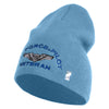 Air Force Pilot Veteran Symbol Embroidered 8 Inch Solid Knit Short Beanie Made in USA - Carolina-Blue OSFM