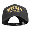 Wording of Vietnam Veteran Embroidered Big Size Solid Cotton Twill 5 Panel High Profile Pro Style Snap Cap - Black XL-3XL