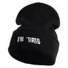I'm Tired Logo Embroidered 12 Inch Long Knitted Beanie - Black OSFM