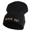 Brain Rot Logo Embroidered Big Size Cuff Long Beanie - Black OSFM