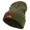 Bang Embroidered 12 Inch Long Knitted Beanie - Olive OSFM