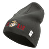 Ooh Rah Symbol Embroidered 8 Inch Solid Knit Short Beanie Made in USA - Charcoal OSFM