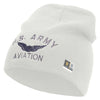 Licensed US Army Aviation Embroidered 8 Inch Knitted Short Beanie - White OSFM