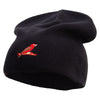 Exotic Bird Embroidered Big Size Superior Cotton Short Knit Beanie - Black XL-3XL