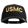 USMC Letter Embroidered 6 Panel Structured Cotton Twill Cap Made in USA - Black OSFM