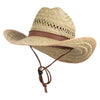 UPF 50+ Palm Leaf Chin Tie Cowboy Straw Hat - Natural S