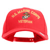 US Marine Corps Veteran Design Embroidered 6 Panel Structured Cotton Twill Cap Made in USA - Red OSFM