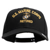 US Marine Corps Retired Design Embroidered 6 Panel Structured Cotton Twill Cap Made in USA - Black OSFM