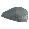 Fishing Hook Logo Embroidered Big Size Men's Linen Ivy Cap - Slate-Grey XL-2XL