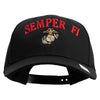 US Marine Semper Fidelis Design Embroidered 6 Panel Structured Cotton Twill Cap Made in USA - Black OSFM