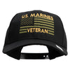 US Marines Veteran Flag Design Embroidered 6 Panel Structured Cotton Twill Cap Made in USA - Black OSFM