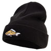 Yellow Carp Fish Embroidered Big Size Acrylic Long Beanie - Black XL-3XL