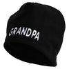 Wording of Grandpa Embroidered Big Size Vertical Seam Polyester Fleece Short Beanie - Black OSFM