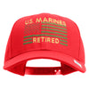 US Marines Retired Flag Design Embroidered 6 Panel Structured Cotton Twill Cap Made in USA - Red OSFM