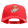 US Marine Corps Emblem Embroidered 6 Panel Structured Cotton Twill Cap Made in USA - Red OSFM