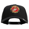US Marine Corps Veteran Emblem Embroidered 6 Panel Structured Cotton Twill Cap Made in USA - Black OSFM