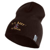 US Navy Veteran Military Embroidered Heavyweight Classic Knit Short Beanie - Brown OSFM
