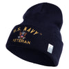 US Navy Veteran Military Embroidered 12 inch Cuffed Knit Long Beanie - Navy OSFM