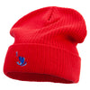 Blue Fish Logo Embroidered Big Size Cuff Long Beanie - Red XL-3XL