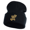 Do What You Love Embroidered 12" Cuffed Knit Long Beanie - Black OSFM