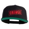 Cringe Stamp Embroidered Wool Blend Prostyle Snapback Cap - Black OSFM