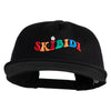 Skibidi Phrase Embroidered 5 Panel Cotton High Profile Flat Bill Unstructured Cap - Black OSFM