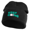 Keep Going Embroidered 12" Knit Cuff Long Beanie - Black OSFM