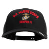 US Marine Corps Semper Fi Embroidered 6 Panel Structured Cotton Twill Cap Made in USA - Black OSFM