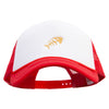 Golden Fish Skeleton Embroidered Big Size Big Foam Mesh Truck Cap - White-Red XL-3XL