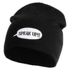 Speak Up Symbol Embroidered 8 Inch Knitted Short Beanie - Black OSFM