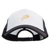 Golden Fish Skeleton Embroidered Big Size Big Foam Mesh Truck Cap - White-Black XL-3XL