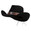 Faux Suede Pinch Front Cowboy Hat with Long Horn Buckle - Black OSFM