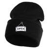 Open Sign Embroidered 12" Long Knitted Beanie - Black OSFM