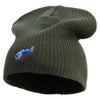 Blue Fish Logo Embroidered Big Size Cotton Short Beanie - Olive XL-3XL