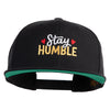 Stay Humble Hearts Embroidered Wool Blend Snapback Cap - Black OSFM