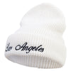 Los Angeles Emrboidered Big Stretch Waffle Stitch Cuff Beanie - White XL-3XL