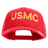 USMC Letter Embroidered 6 Panel Structured Cotton Twill Mesh Cap Made in USA - Red OSFM