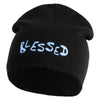 Blessed Wordmark Embroidered 8" Acrylic Short Blank Beanie - Black OSFM