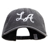 L A Embroidered Big Size Washed Pigment Dyed Cap - Black XL-3XL