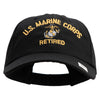 US Marine Corps Retired Design Embroidered 6 Panel Unstructured Cotton Twill Cap Made in USA - Black OSFM