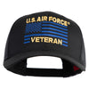 US Air Force Veteran Flag Embroidered Solid Cotton Twill Mesh Prostyle Cap - Black OSFM