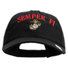 US Marine Semper Fidelis Design Embroidered 6 Panel Unstructured Cotton Twill Cap Made in USA - Black OSFM