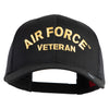 Air Force Veteran Text Embroidered Solid Cotton Twill Mesh Prostyle Cap - Black OSFM