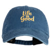 Life is Good Embroidered Cotton Twill Brass Buckle Cap - Navy OSFM