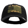 US Marines Veteran Flag Design Embroidered 6 Panel Unstructured Cotton Twill Cap Made in USA - Black OSFM
