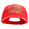 US Marines Retired Flag Design Embroidered 6 Panel Unstructured Cotton Twill Cap Made in USA - Red OSFM