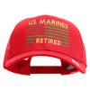 US Marines Retired Flag Design Embroidered 6 Panel Structured Cotton Twill Mesh Cap Made in USA - Red OSFM