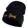 US Eastern State New York Embroidered Big Size Acrylic Long Beanies - Navy OSFM
