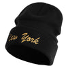 US Eastern State New York Embroidered Big Size Acrylic Long Beanies - Black OSFM